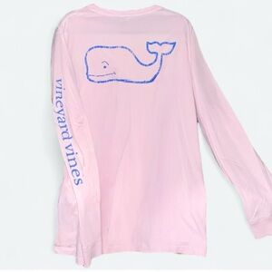 Vineyard Vines Mens Light Pink Long Sleeve Tee W/ Classic Vineyard Vine Graphic
